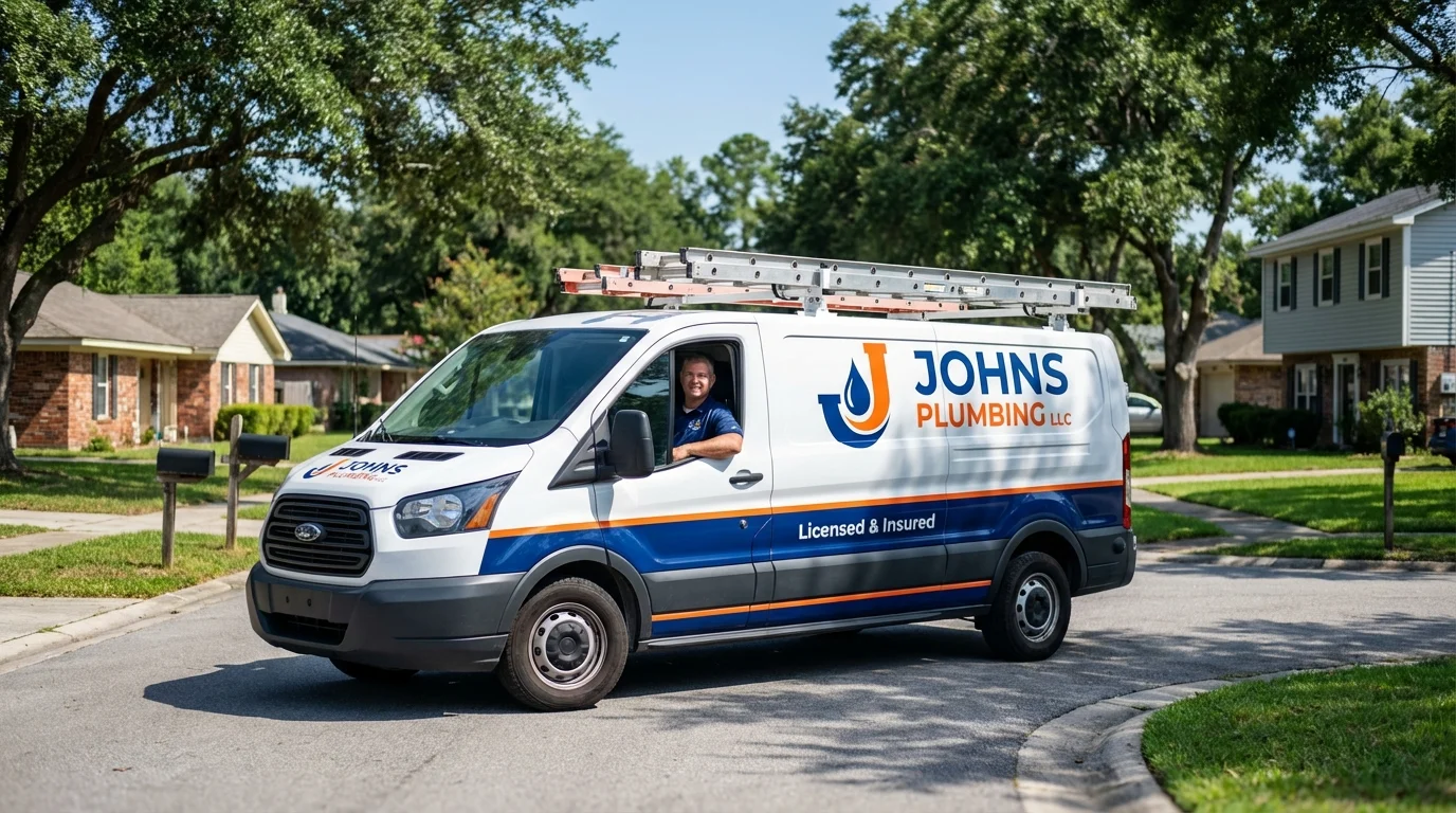 Johns Plumbing LLC service van in Goreville, IL