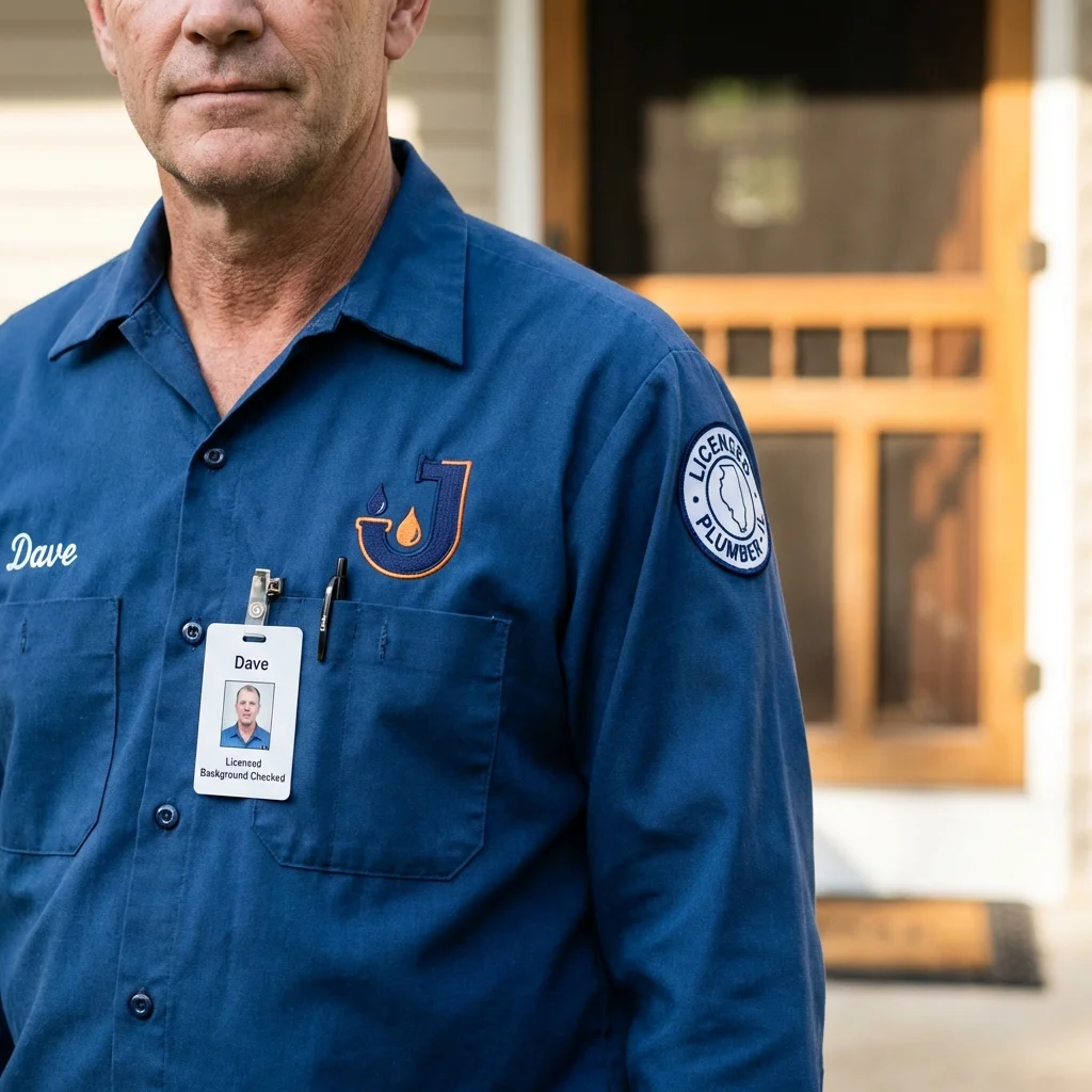 Licensed plumber showing ID badge in Goreville, IL