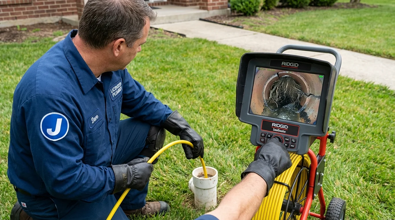 Sewer camera inspection being performed by Johns Plumbing LLC in Goreville